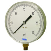 WIKA 111.25 Pressure Gauge, Brass, SS Case, 4-1/2", lower mount, 1/4", Dry, 0-160 PSI